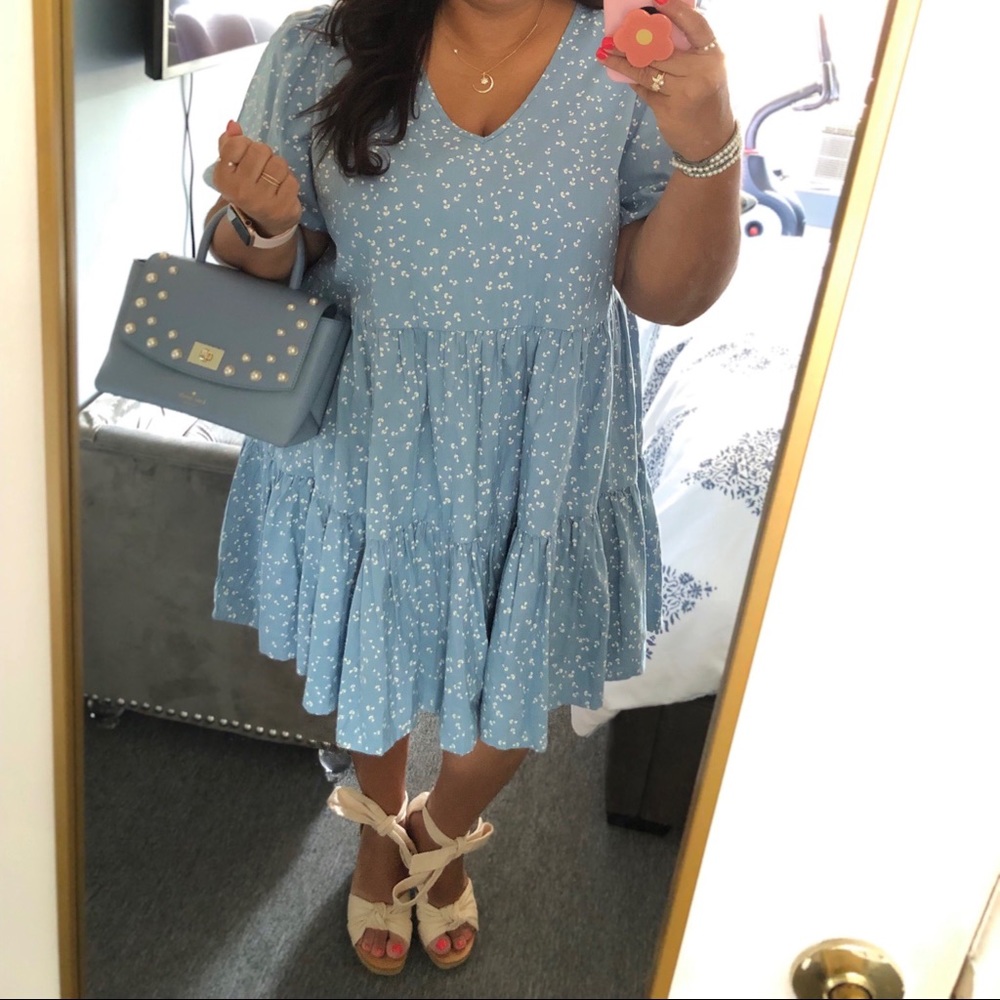 jcpenney Light Blue Floral Mini Dress